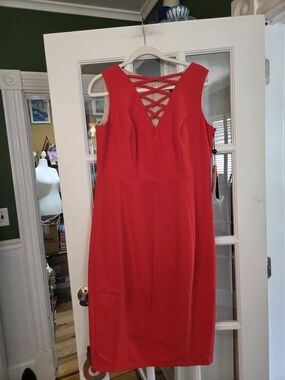 Jax Orange Midi Sheath Dress - Size 12